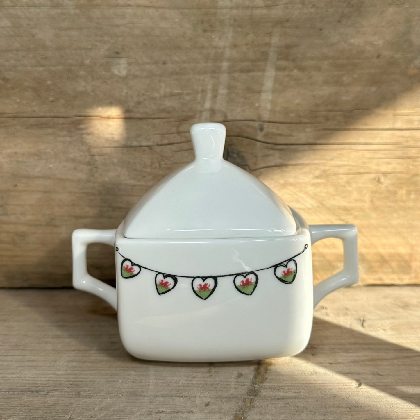 Welsh Bunting Square Sugar Bowl