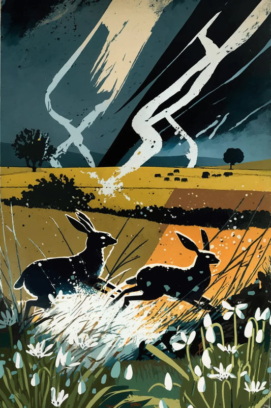 'Spring Hares' Greeting Card - Don Parker Art