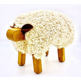 Sheep Footstool - Ivory (oak legs)