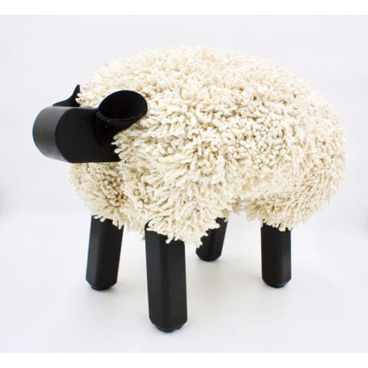 Sheep Footstool - Ivory (black legs)